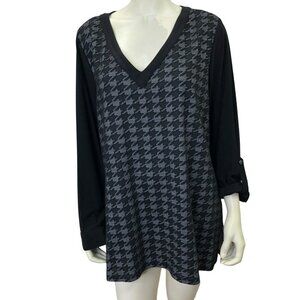 SLIM FACTOR BY INVESTMENT 3/4 ROLL TAB SLEEVE TUNIC TOP LG NWT